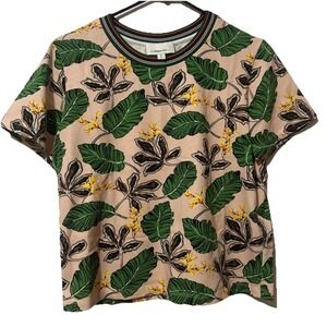 3.1 Phillip Lim Women T-Shirt Pink Tropical Summer 100% Cotton Size S/P